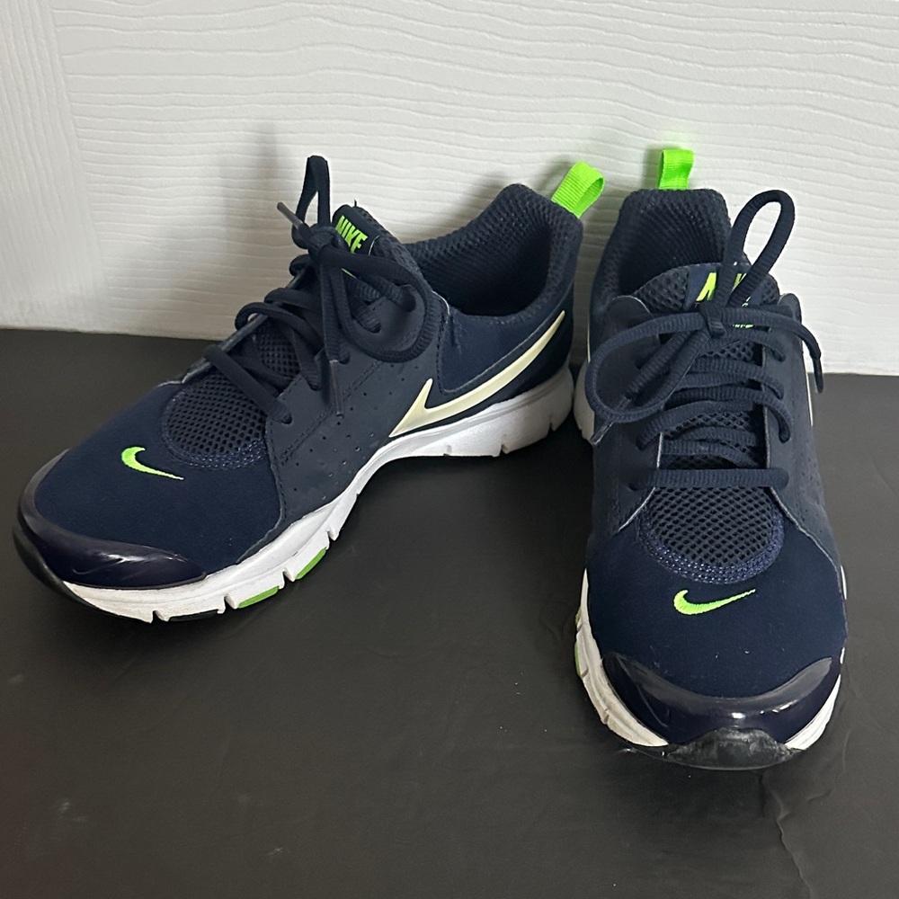 Nike Dark Blue and Bright Green Athletic Shoes